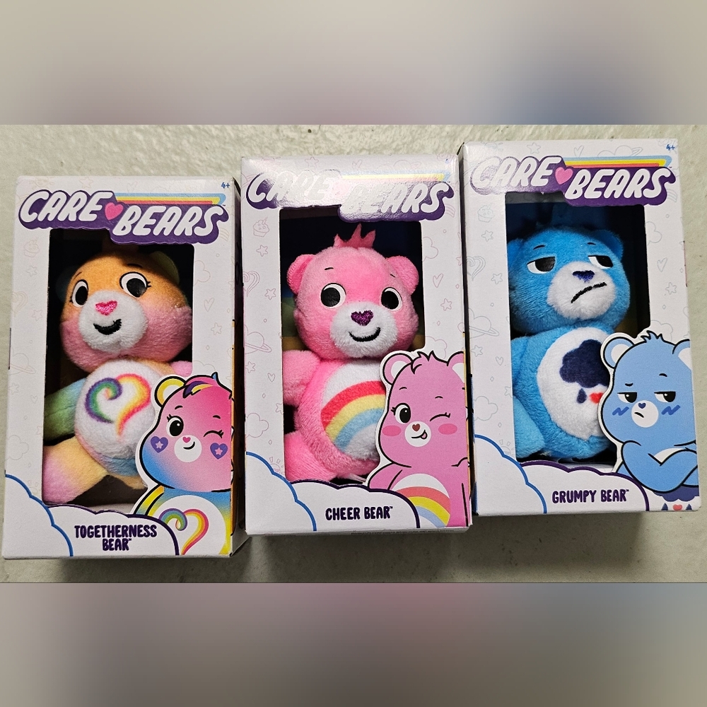 Care Bears Cheer Togetherness & Grumpy Bear 3‎ Micro Plush Toy Lot Of 3 New